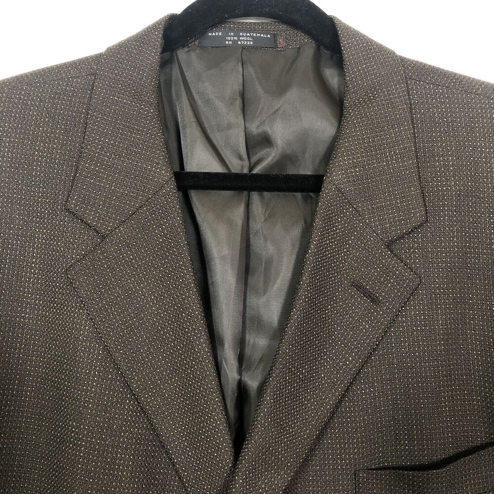 Jones New York Wool Sport Coat Men's 48R Brown Beige Tweed Ventless Jacket